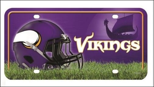 Minnesota Vikings Logo and Helmet Aluminum License Plate - SWEBMVLP1