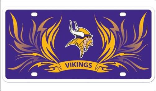 Minnesota Vikings Logo and Helmet Aluminum License Plate - SWEBMVLP4