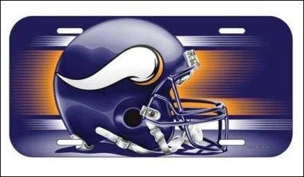 Minnesota Vikings Logo and Helmet Aluminum License Plate - SWEBMVLP5