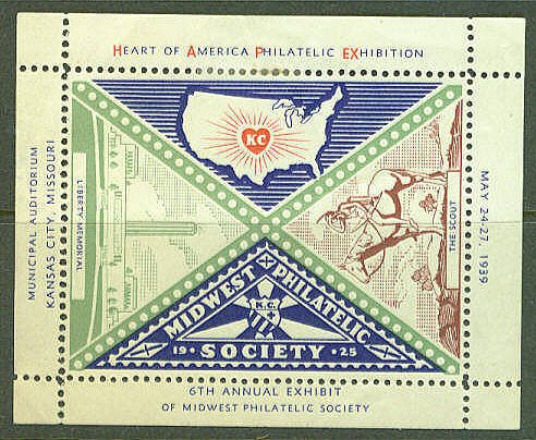 Midwest Philatelic Society Stamp Show Label Kansas City MO