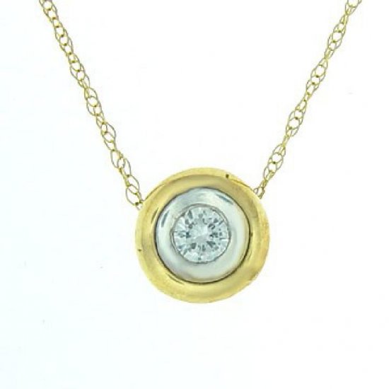 1/5 ctw. Bezel Set Diamond Solitaire & 10K Yellow Gold Necklace