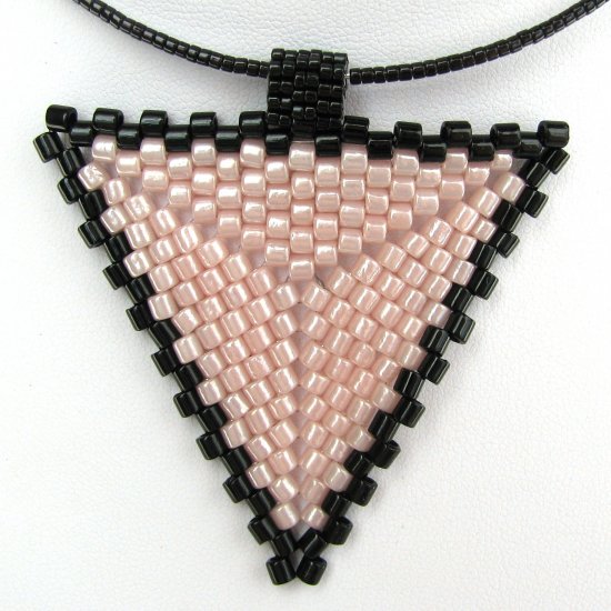 Pink and Black Peyote Pendant/Choker (2146)