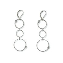 Open Circle Cubic Zirconia Rhodium Leverback Earrings