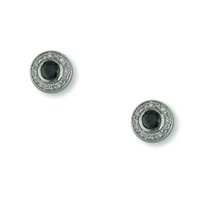 Jet Cubic Zirconia and Rhodium Earrings