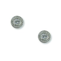 Round Cubic Zirconia and Rhodium Earrings