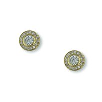 Round Gold and Cubic Zirconia Earrings