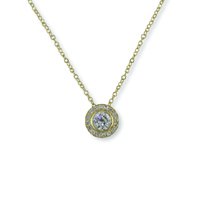 Round Gold and Cubic Zirconia Pendant Necklace