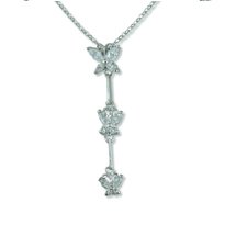 Rhodium necklace with 3 Cubic Zirconia Butterflies