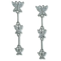 Rhodium Cubic Zirconia Butterfly pierced earrings
