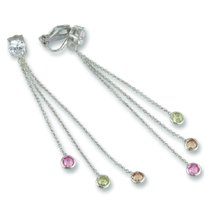 Champagne, Peridot & Pink Cubic Zirconia clip earrings
