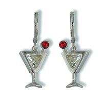 Martini Glass Leverback Earrings (with Cherry on top!)
