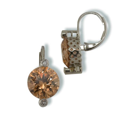 Champagne Cubic Zirconia Euro Wire Earrings