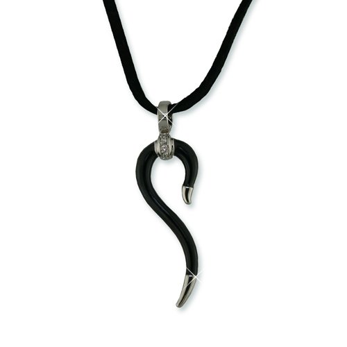 Black Ceramic Squiggle and Cubic Zirconia necklace