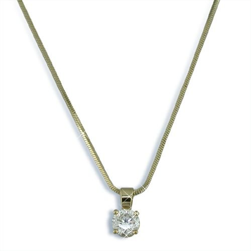 Round Cubic Zirconia gold finish necklace