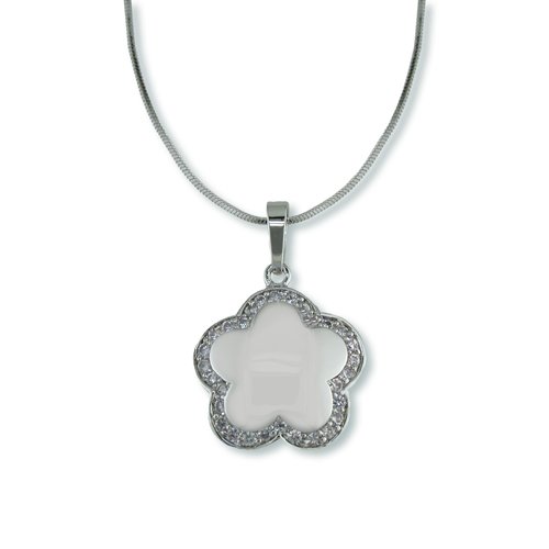 Cubic Zirconia White Flower Shape Necklace