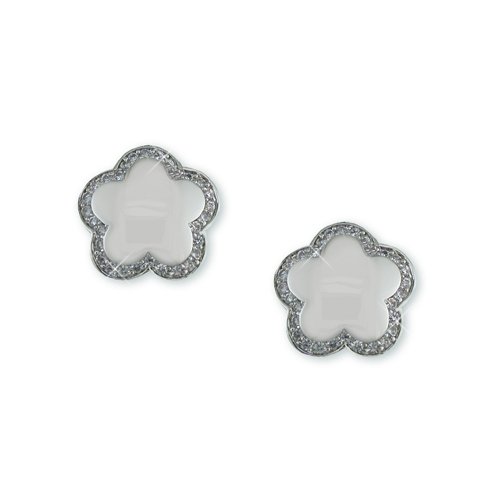 Flower shape White Cubic Zirconia Earrings