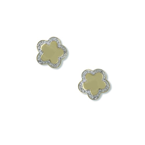 Flower Shape (Caramel) Cubic Zirconia Earrings