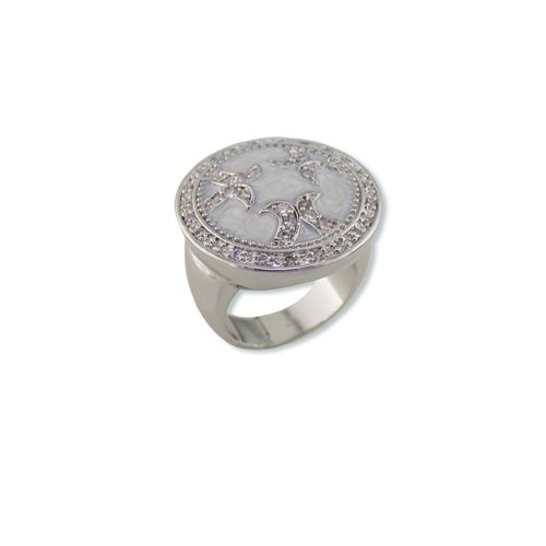 Pearlized Enamel Cubic Zirconia Ring