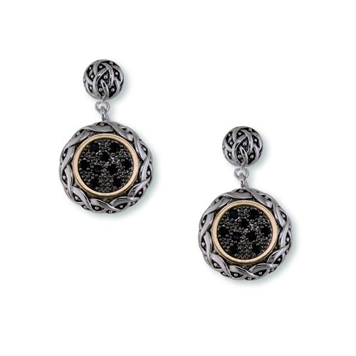 Antique Two-Toned Jet Cubic Zirconia Earrings