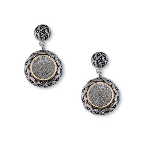 Antique Two-Toned Cubic Zirconia Earrings