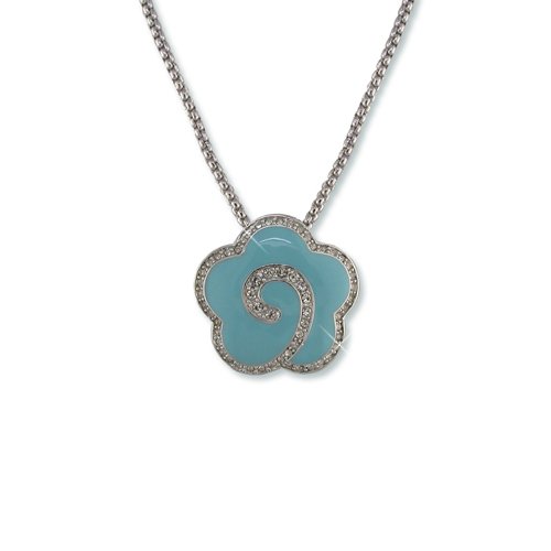 Turquoise Enamel Flower Cubic Zirconia Necklace