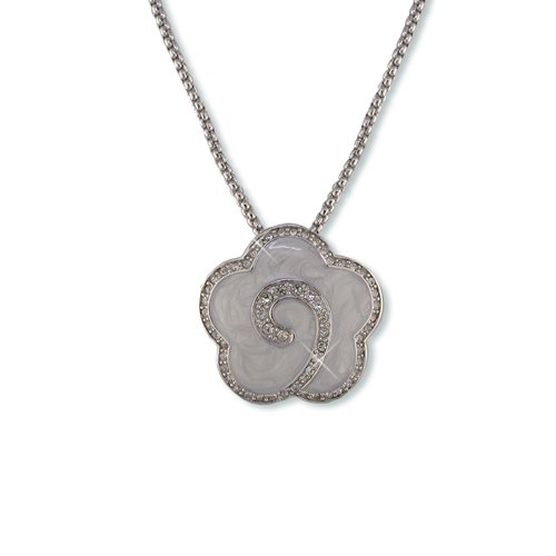 Pearlized White Flower Cubic Zirconia Necklace