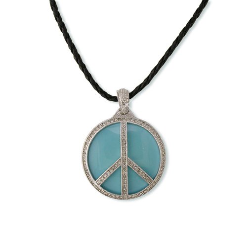 Peace Turquoise Enamel Cubic Zirconia Necklace