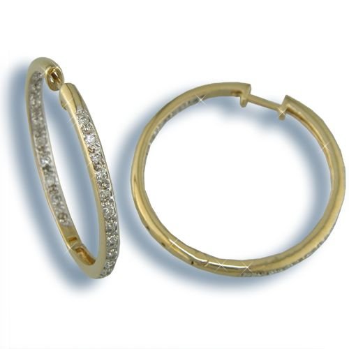 Cubic Zirconia Gold Inside-Out Hoop Earrings (H3170GT)