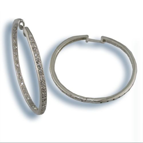 Cubic Zirconia Silver Inside-Out Hoop Earrings (H3171S)