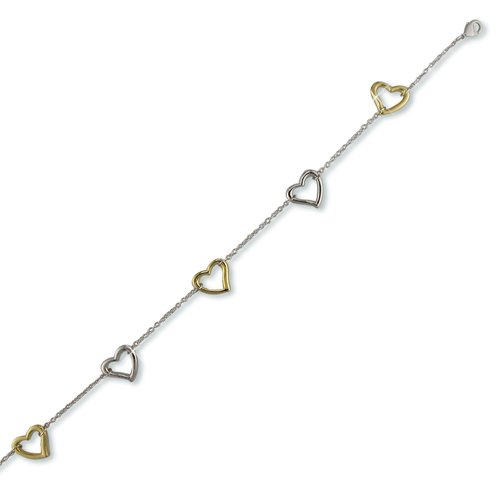 Two-toned Open Heart Anklet (A6351)