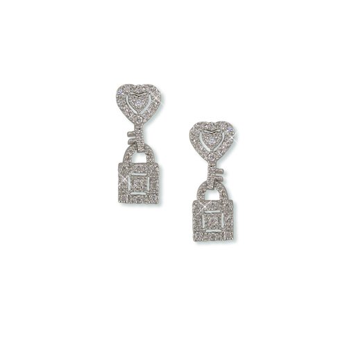 Lock and Key Cubic Zirconia Earrings
