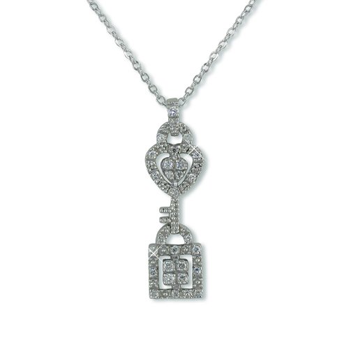 Lock and Key Cubic Zirconia Necklace