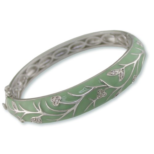 Green Mist Enamel Cubic Zirconia Bangle