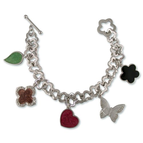 Cubic Zirconia & Multi-color Enamel Charm Bracelet (BA6354M)