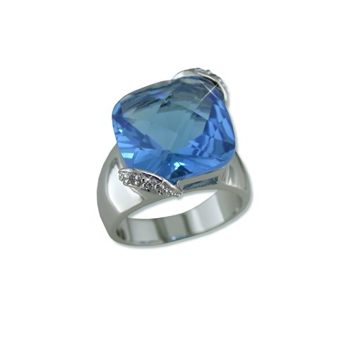 Aqua Cubic Zirconia Ring