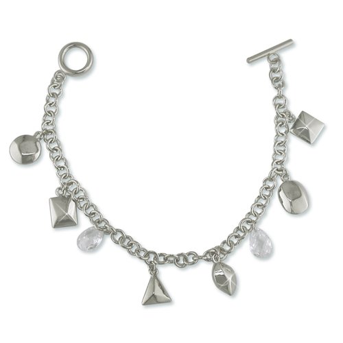 Charmed Cubic Zirconia Rhodium Bracelet (B6288G)