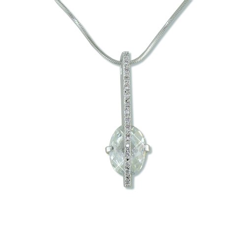 Trapped Cubic Zirconia Rhodium Necklace