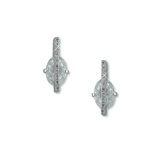 Trapped Cubic Zirconia Rhodium Earrings