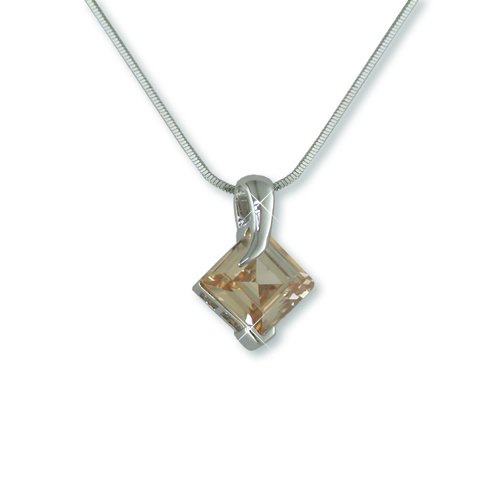 Champagne Cubic Zirconia Rhodium Necklace