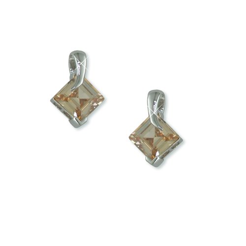 Champagne Cubic Zirconia Rhodium Earrings