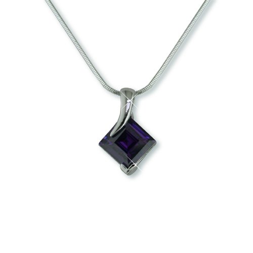 Amethyst Cubic Zirconia Rhodium Necklace