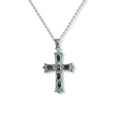 Jet Cubic Zirconia Cross Necklace (N5774)