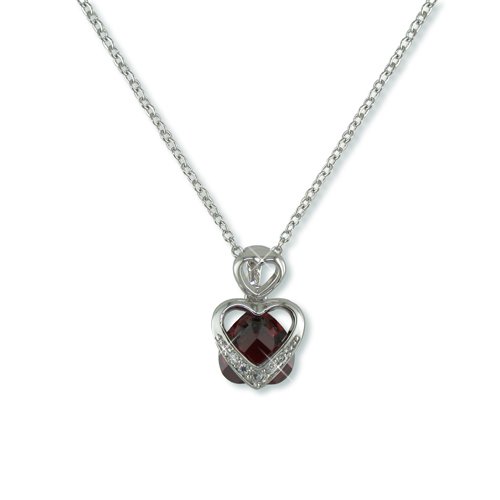 Heart-shaped Garnet Cubic Zirconia Necklace