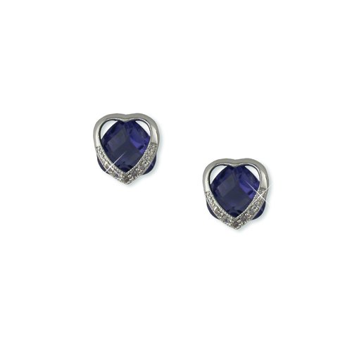 Heart-shaped Blue Tanzanite Cubic Zirconia Earrings