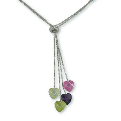 Multi-color Cubic Zirconia Hearts Necklace