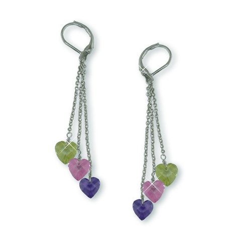 Multi-color Cubic Zirconia Hearts Earrings