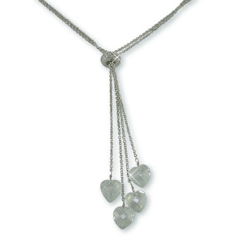 Cubic Zirconia Dangle Hearts Necklace