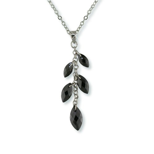 Jet Marquise Cubic Zirconia Rhodium Necklace