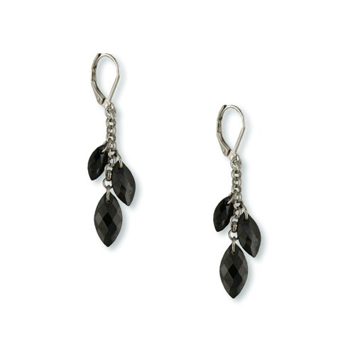 Jet Marquise Cubic Zirconia Rhodium Earrings