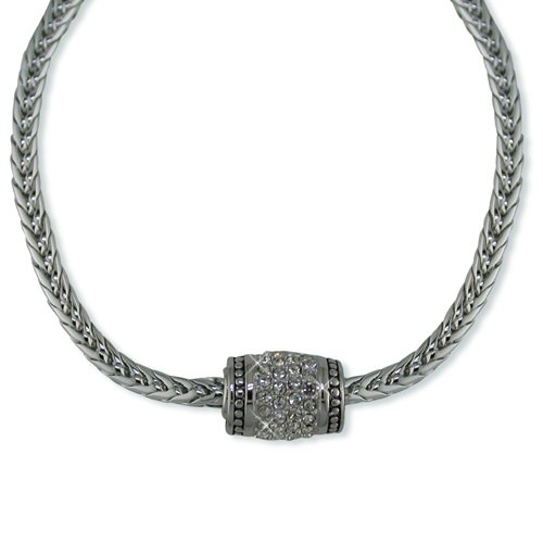 Antique Rhodium Barrel Cubic Zirconia Necklace